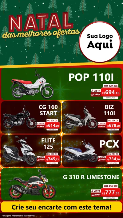 Modelo de TV para TV Vertical com o tema Natal das Melhores Ofertas para Concessionaria de Motos