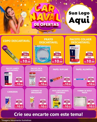 Modelo de Rede Social para Feed Instagram com o tema Carnaval de Ofertas para Embalagens