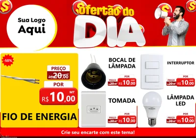 Modelo de Encarte para Encarte A4 Horizontal com o tema Ofertão do dia para Materiais Elétricos