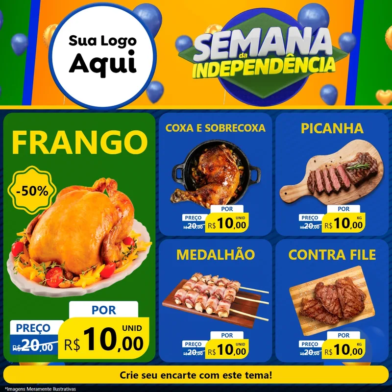 Modelo de Rede Social para Feed Facebook com o tema Semana da Independência para Assados
