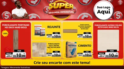 Modelo de TV para TV Horizontal com o tema Super Segunda Imperdível para Pisos e revestimentos