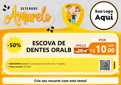 Modelo de Cartaz para Cartaz A4 Horizontal com o tema Setembro Amarelo para Higiene Pessoal