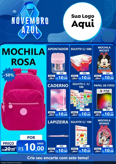 Modelo de Encarte para Encarte A4 Vertical com o tema Novembro Azul para Papelaria