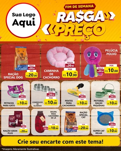 Modelo de Rede Social para Feed Instagram com o tema Fim de Semana Rasga Preços para Pet Shop
