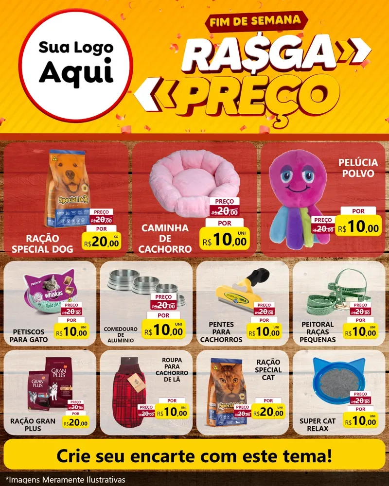 Modelo de Rede Social para Feed Instagram com o tema Fim de Semana Rasga Preços para Pet Shop