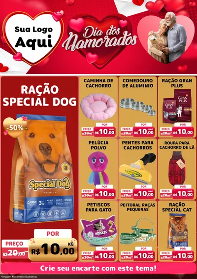 Modelo de Encarte para Encarte A4 Vertical com o tema Dia Dos Namorados para Pet Shop