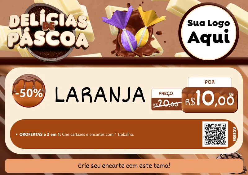 Modelo de Cartaz para Cartaz A4 Horizontal com o tema Delícias de Páscoa para Hortifrúti
