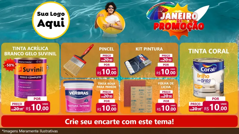 Modelo de TV para TV Horizontal com o tema Janeiro de Promoção para Tintas e Ferramentas