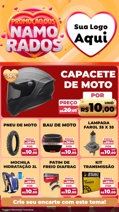 Modelo de Rede Social para Stories com o tema Promoção dos Namorados para Moto peças