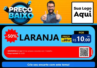 Modelo de Cartaz para Cartaz A4 Horizontal com o tema Preço Baixo para Hortifrúti