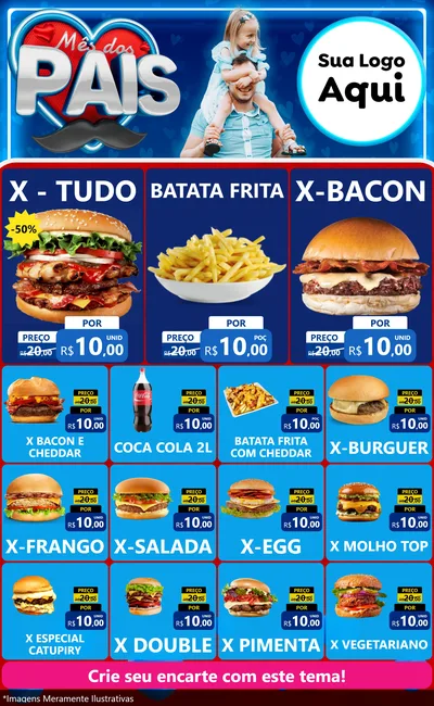Modelo de Encarte para Encarte Grande com o tema Mês Dos Pais para Hamburgueria