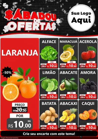 Modelo de Encarte para Encarte A4 Vertical com o tema Sabadou de Ofertas para Hortifrúti