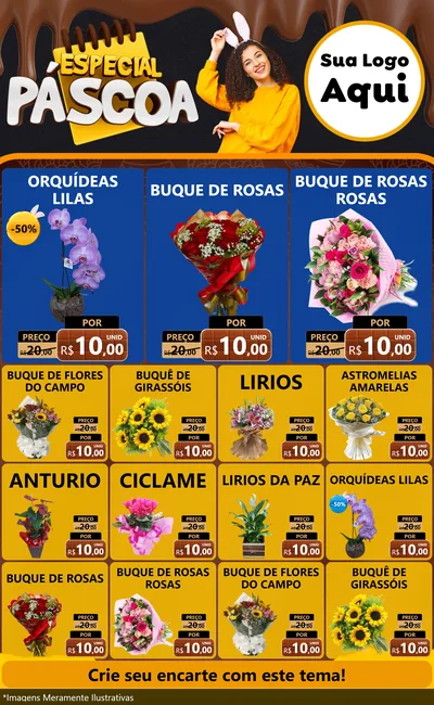 Modelo de Encarte para Encarte Grande com o tema Especial Páscoa para Floricultura e jardim