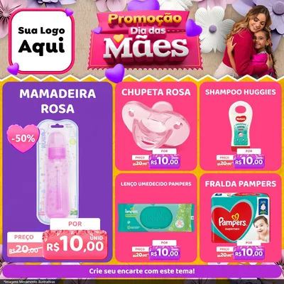 Modelo de Rede Social para Feed Facebook com o tema Promoção Dia das Mães para Bebês