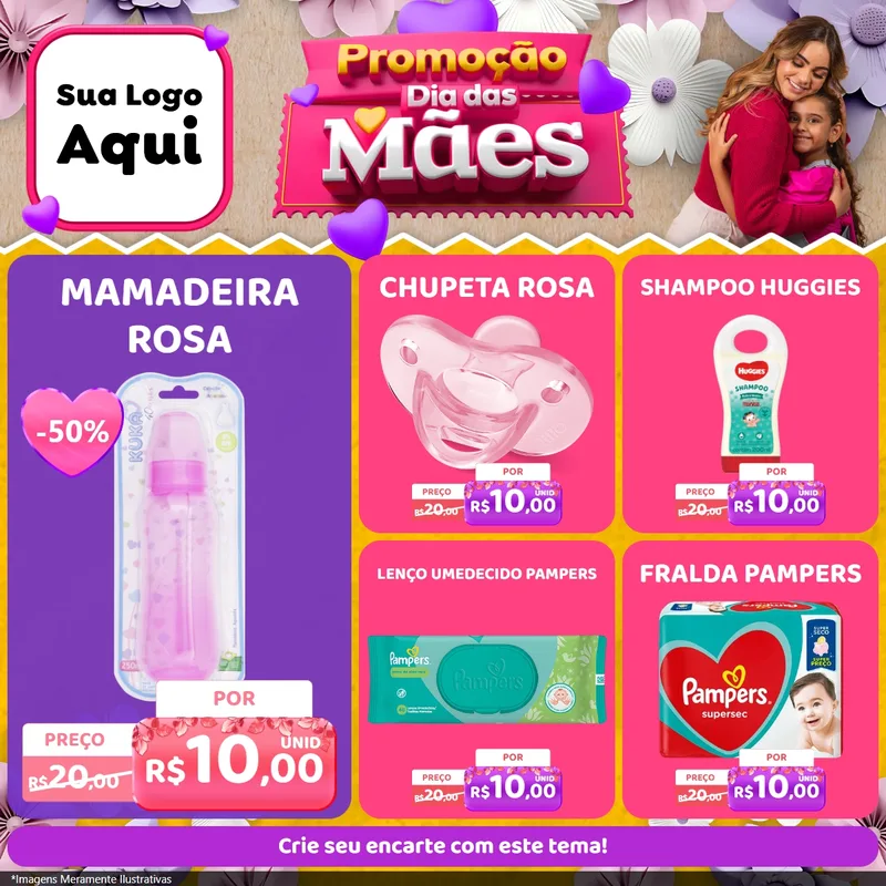 Modelo de Rede Social para Feed Facebook com o tema Promoção Dia das Mães para Bebês