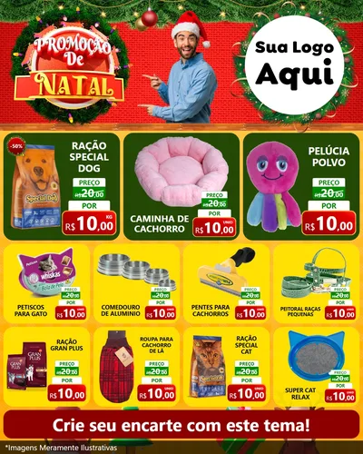 Modelo de Rede Social para Feed Instagram com o tema Promoção de Natal para Pet Shop