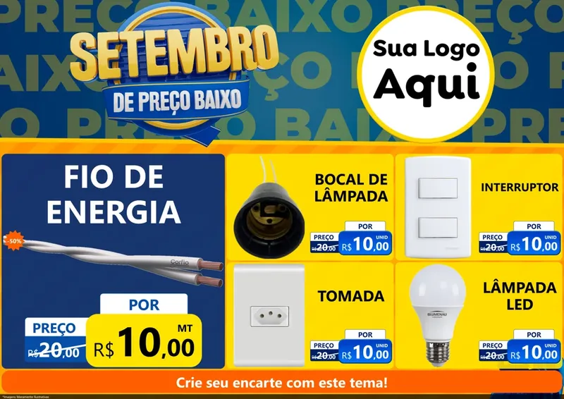 Modelo de Encarte para Encarte A4 Horizontal com o tema Setembro De Preço Baixo para Materiais Elétricos