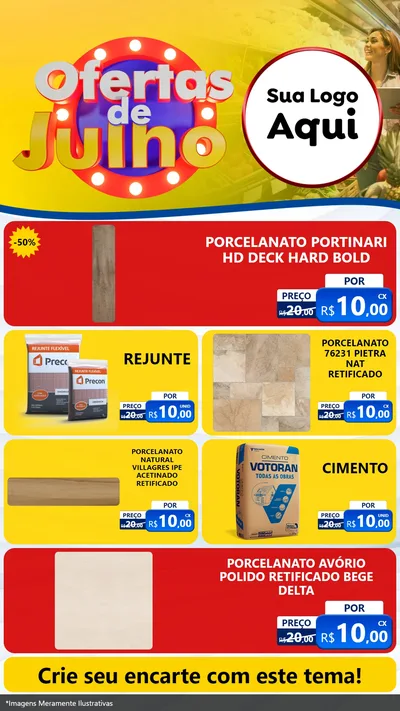 Modelo de TV para TV Vertical com o tema Ofertas de Julho para Pisos e revestimentos