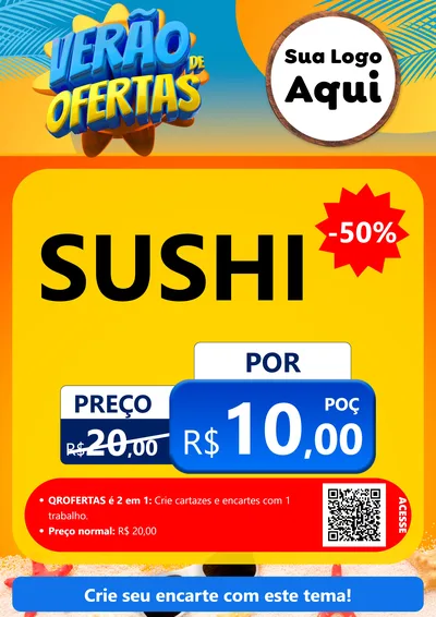 Modelo de Cartaz para Cartaz A4 Vertical com o tema Verão de Ofertas para Comida japonesa