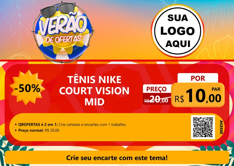 Modelo de Cartaz para Cartaz A4 Horizontal com o tema Verão de Ofertas para Calçados