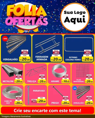 Modelo de Rede Social para Feed Instagram com o tema Folia de Ofertas para Ferragens