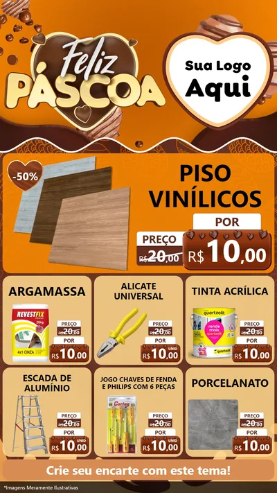 Modelo de Rede Social para Stories com o tema Feliz Páscoa para Material para Construção