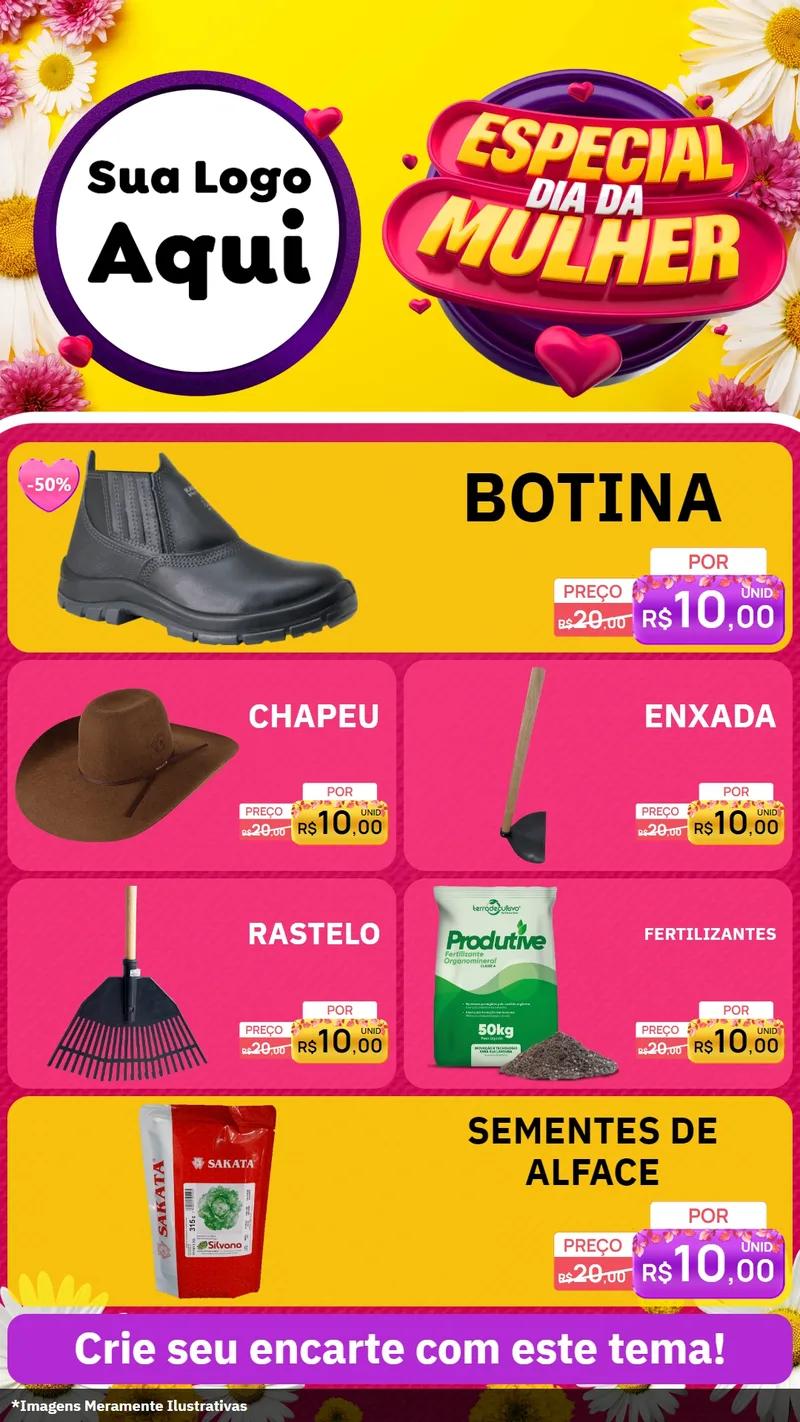 Modelo de TV para TV Vertical com o tema Especial Dia da Mulher para Agropecuária