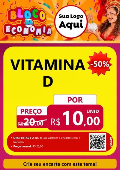 Modelo de Cartaz para Cartaz A4 Vertical com o tema Bloco da Economia para Farmácia
