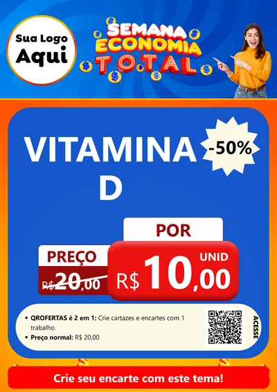 Modelo de Cartaz para Cartaz A4 Vertical com o tema Semana Economia Total para Farmácia