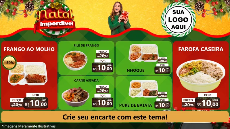 Modelo de TV para TV Horizontal com o tema Natal Imperdível para Restaurante