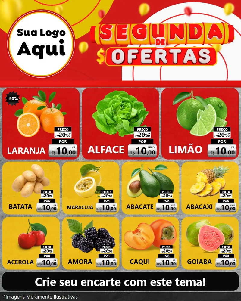 Modelo de Rede Social para Feed Instagram com o tema Segunda de Ofertas para Hortifrúti
