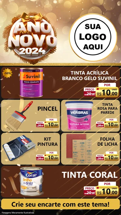 Modelo de TV para TV Vertical com o tema Feliz Ano Novo 2027 para Tintas e Ferramentas