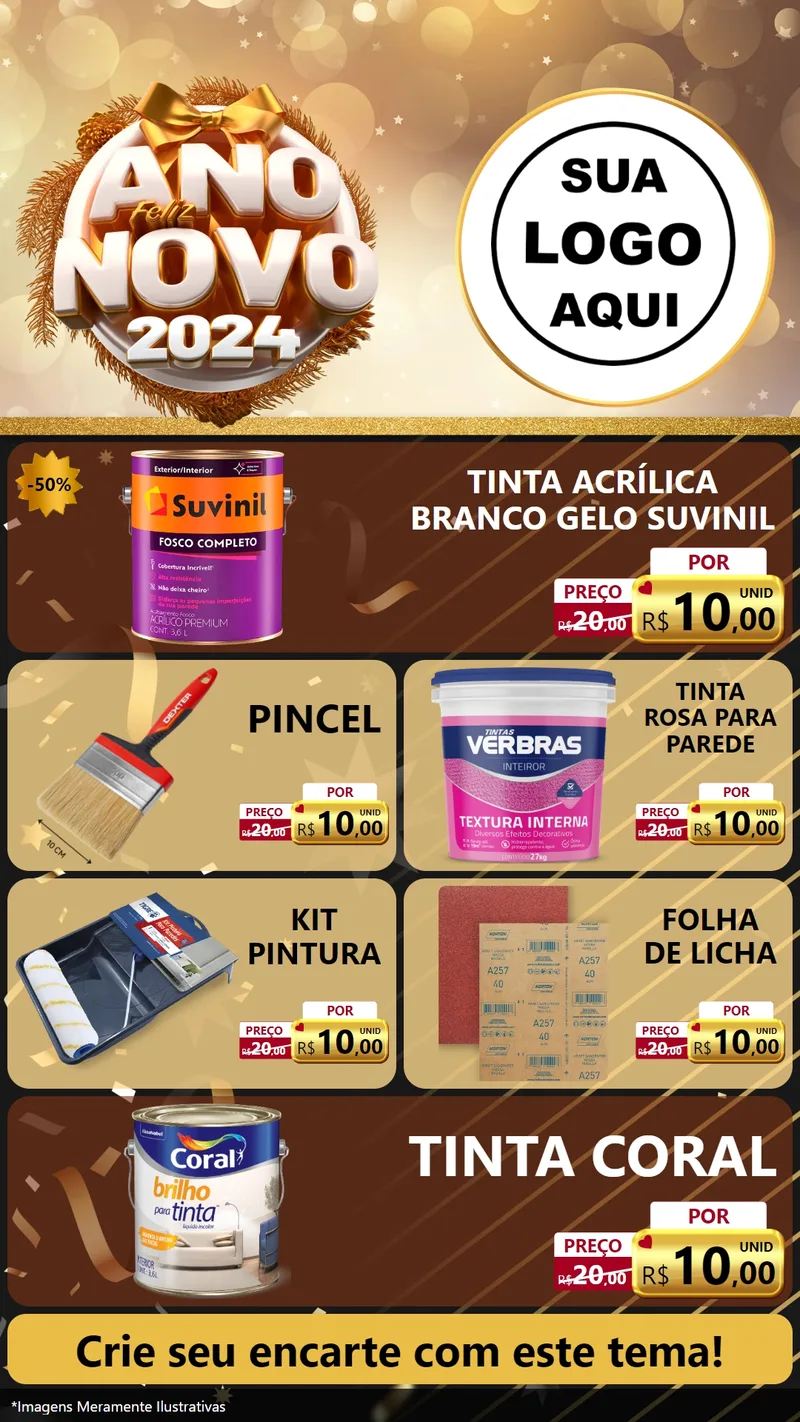 Modelo de TV para TV Vertical com o tema Feliz Ano Novo 2027 para Tintas e Ferramentas