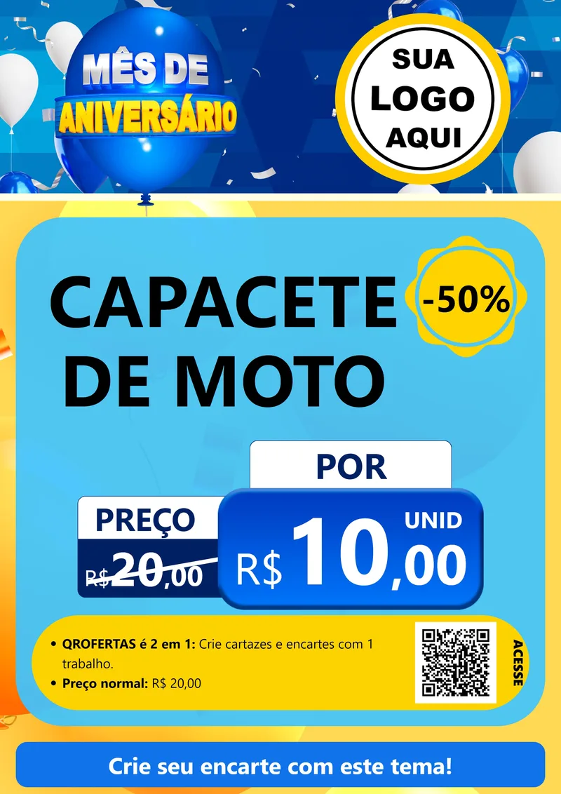 Modelo de Cartaz para Cartaz A4 Vertical com o tema Mês de Aniversário para Moto peças