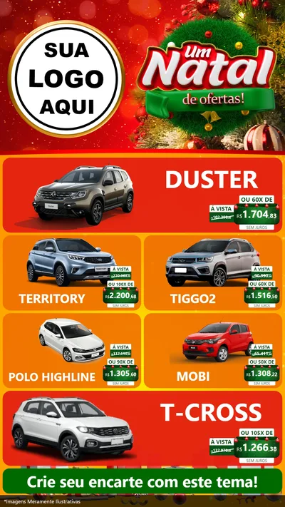 Modelo de TV para TV Vertical com o tema Um Natal de Ofertas para Concessionaria de Carros