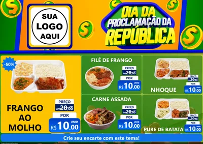 Modelo de Encarte para Encarte A4 Horizontal com o tema Dia Da Proclamação da República para Restaurante