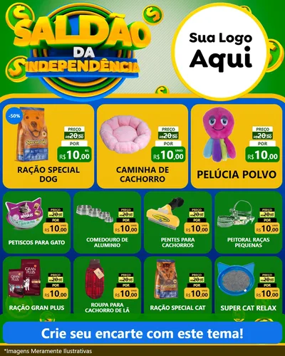 Modelo de Rede Social para Feed Instagram com o tema Saldão da Indepêndencia para Pet Shop