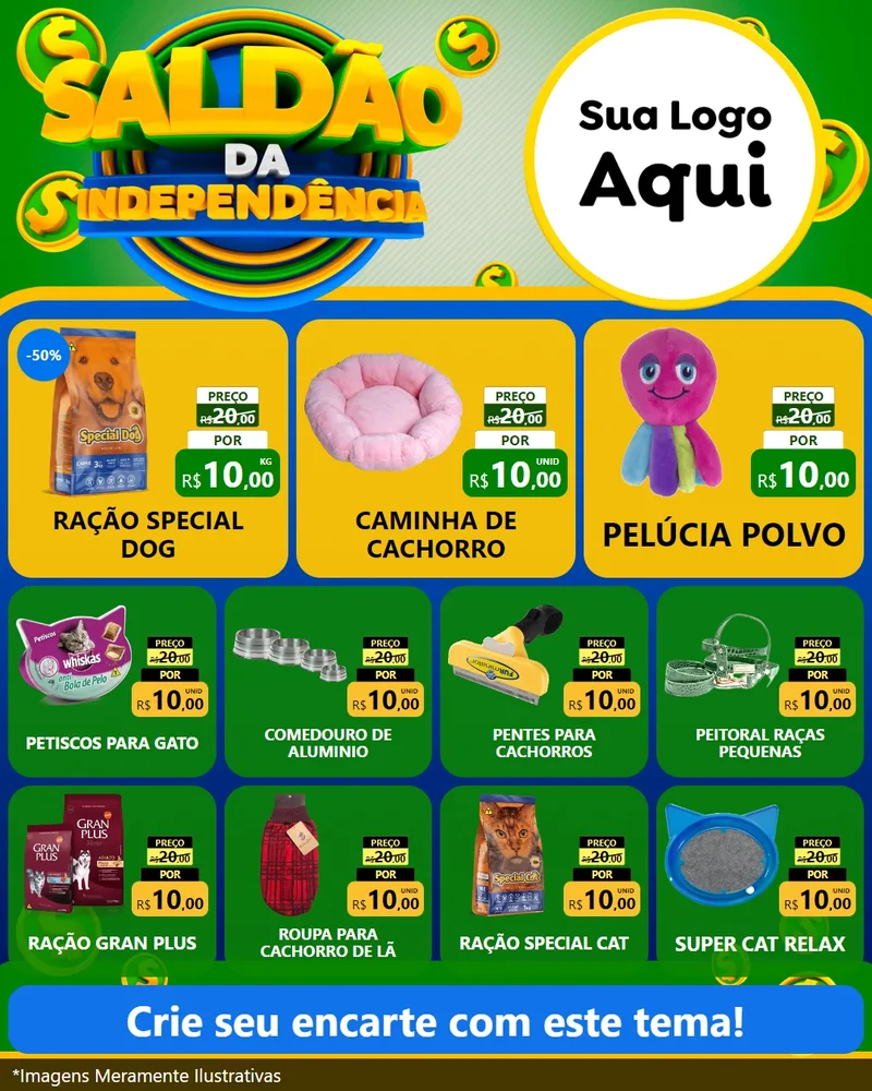 Modelo de Rede Social para Feed Instagram com o tema Saldão da Indepêndencia para Pet Shop
