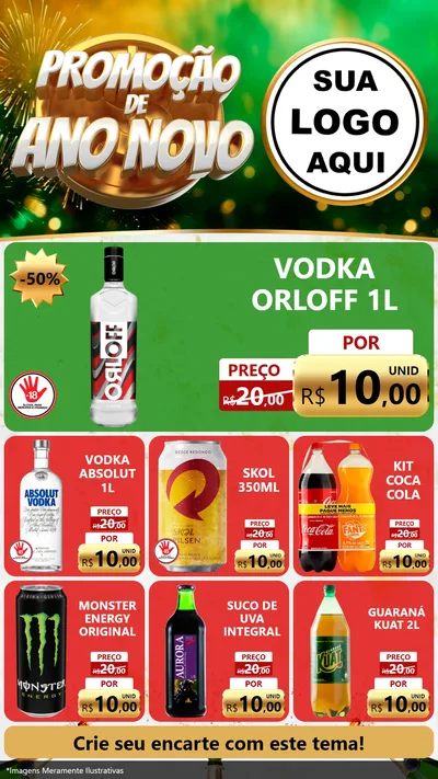 Modelo de Rede Social para Stories com o tema Promoção de Ano Novo para Distribuidora de bebidas