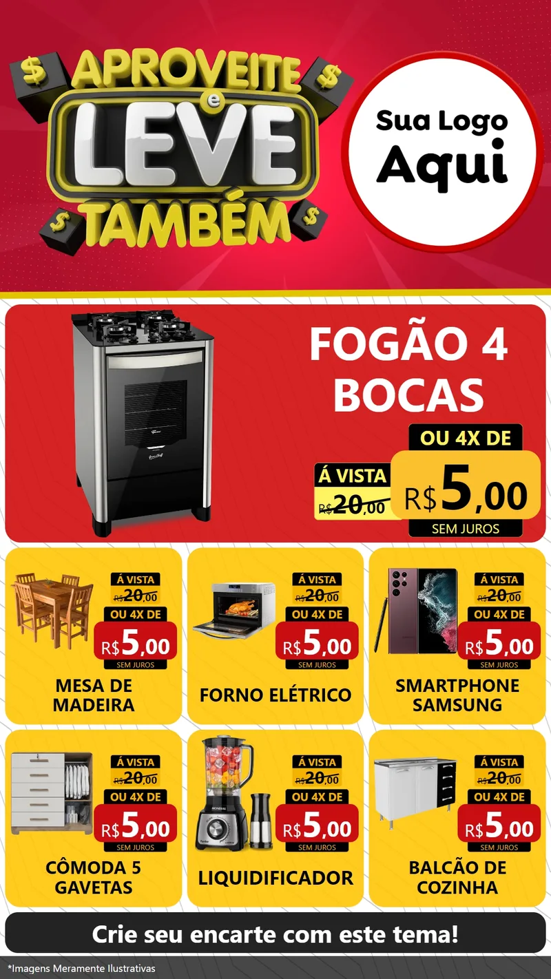 Modelo de Rede Social para Stories com o tema Aproveite e Leve Também para Móveis e Eletro
