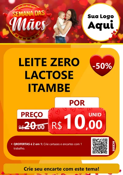 Modelo de Cartaz para Cartaz A4 Vertical com o tema Semana das Mães para Frios e Laticínios