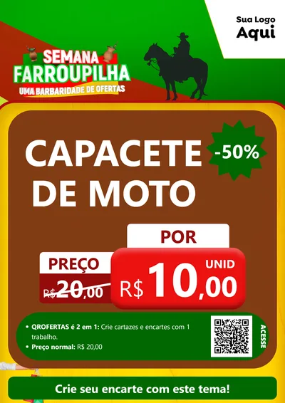 Modelo de Cartaz para Cartaz A4 Vertical com o tema Semana Farroupilha - Uma Barbaridade de Ofertas para Moto peças