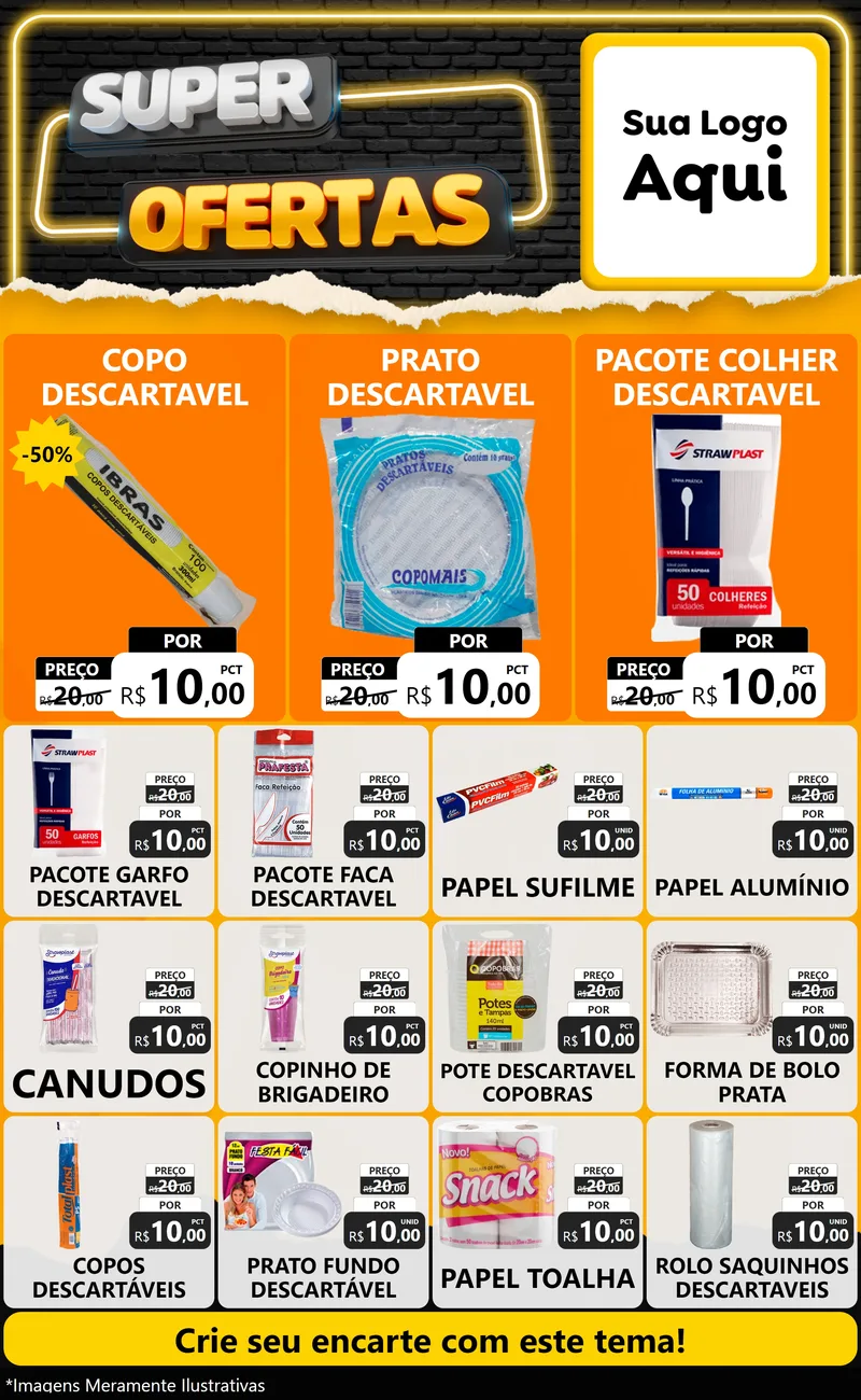 Modelo de Encarte para Encarte Grande com o tema Super Ofertas para Embalagens