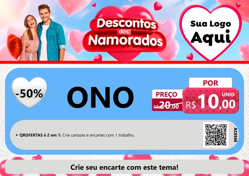 Modelo de Cartaz para Cartaz A4 Horizontal com o tema Descontos dos Namorados para Óticas
