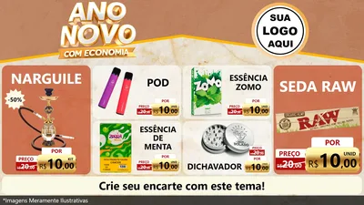 Modelo de TV para TV Horizontal com o tema Ano Novo Com Economia para Tabacaria