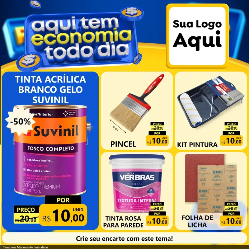Modelo de Rede Social para Feed Facebook com o tema Aqui Tem Economia Todo Dia para Tintas e Ferramentas