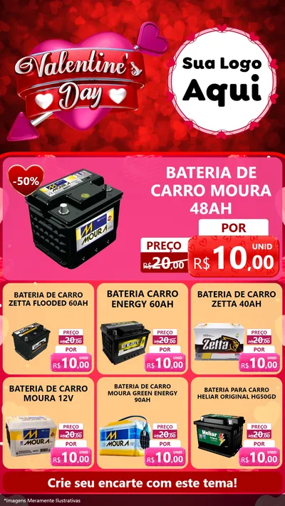 Modelo de Rede Social para Stories com o tema Valentine's Day para Baterias Elétricas