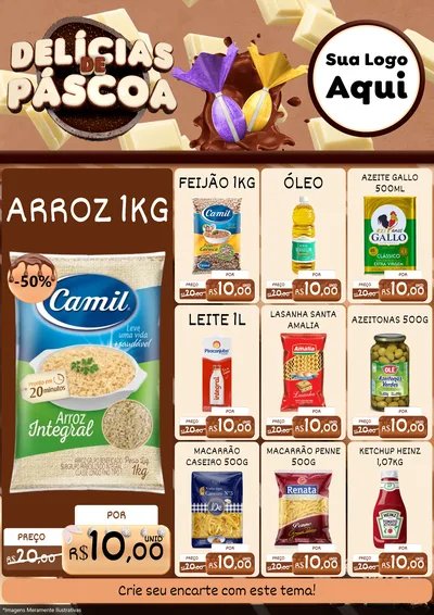 Modelo de Encarte para Encarte A4 Vertical com o tema Delícias de Páscoa para Supermercado