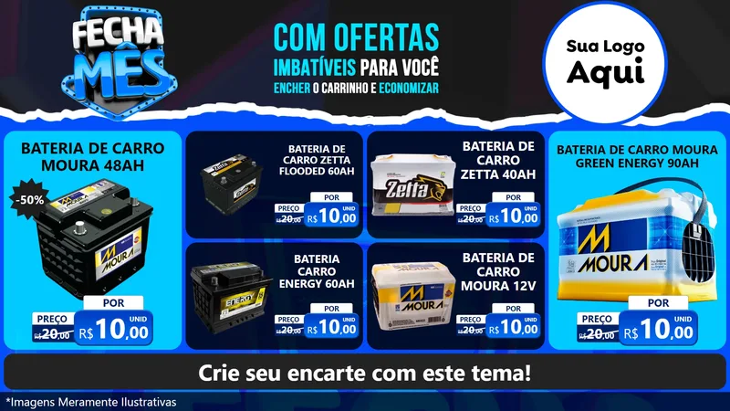Modelo de TV para TV Horizontal com o tema Fecha Mês para Baterias Elétricas