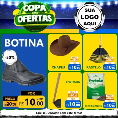 Modelo de Rede Social para Feed Facebook com o tema Copa de Ofertas para Agropecuária